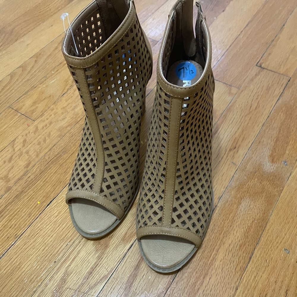 Report Tan Cutout Heeled Boots